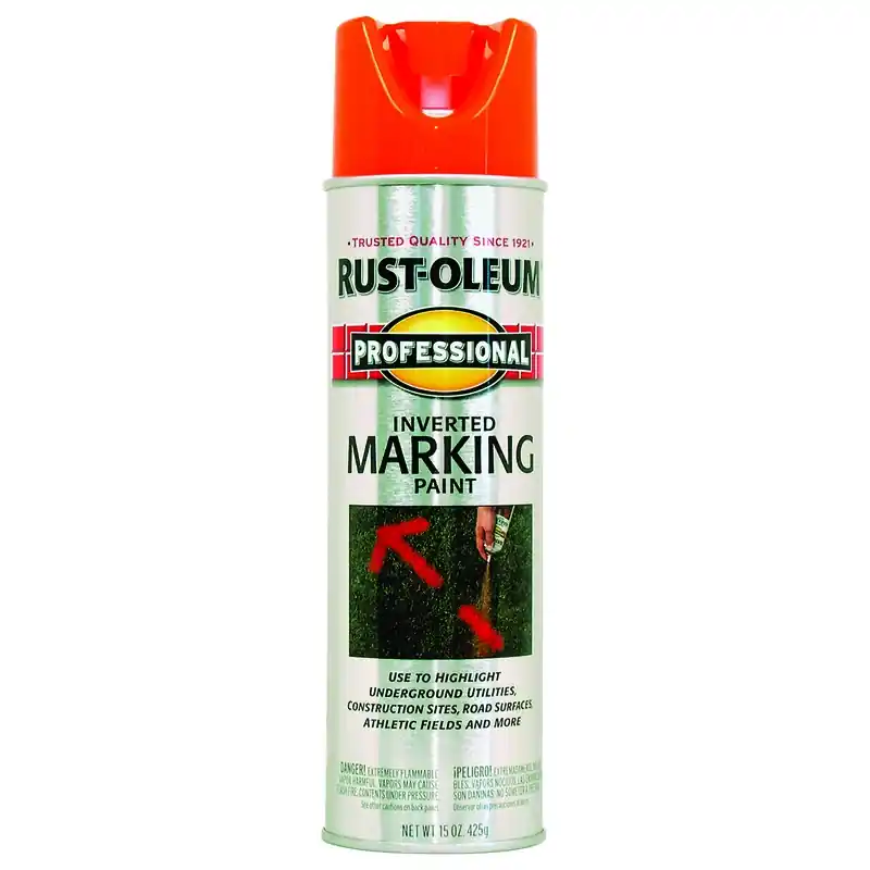 Professional Fluorescent Orange Inverted Marking Paint 15 Oz - Uv Resistant
