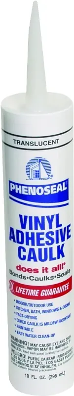 Phenoseal Vinyl Caulk, Clear, 10-oz.