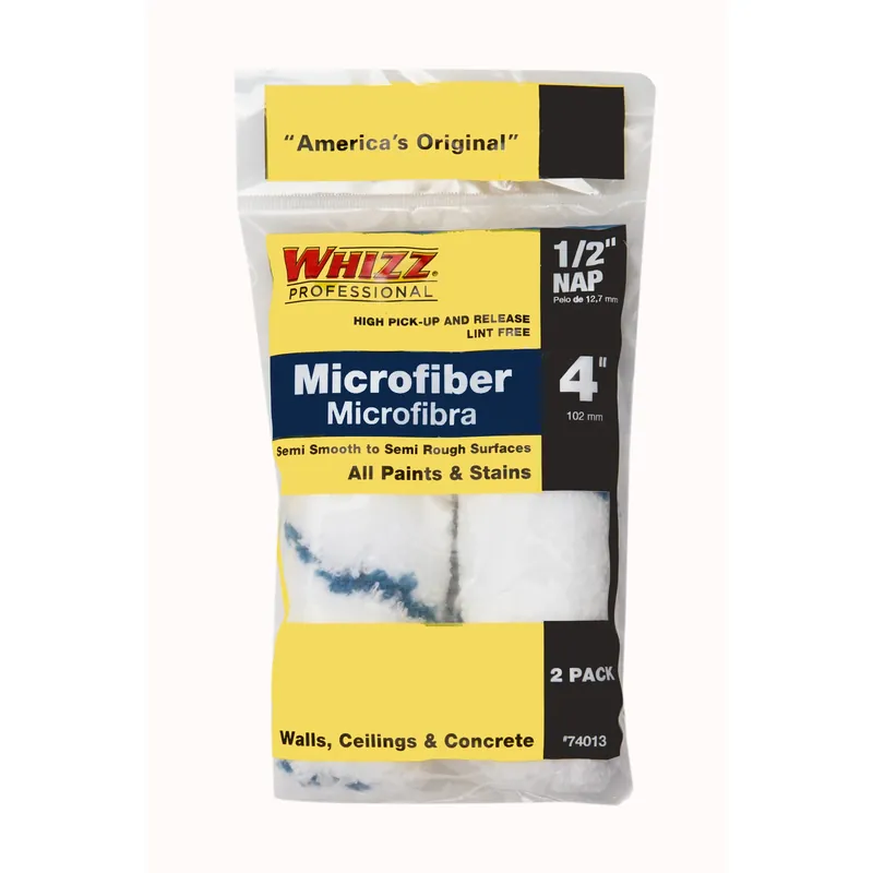 Whizz Microfiber 4 In. W X 1/2 In. Mini Paint Roller Cover 2 Pk