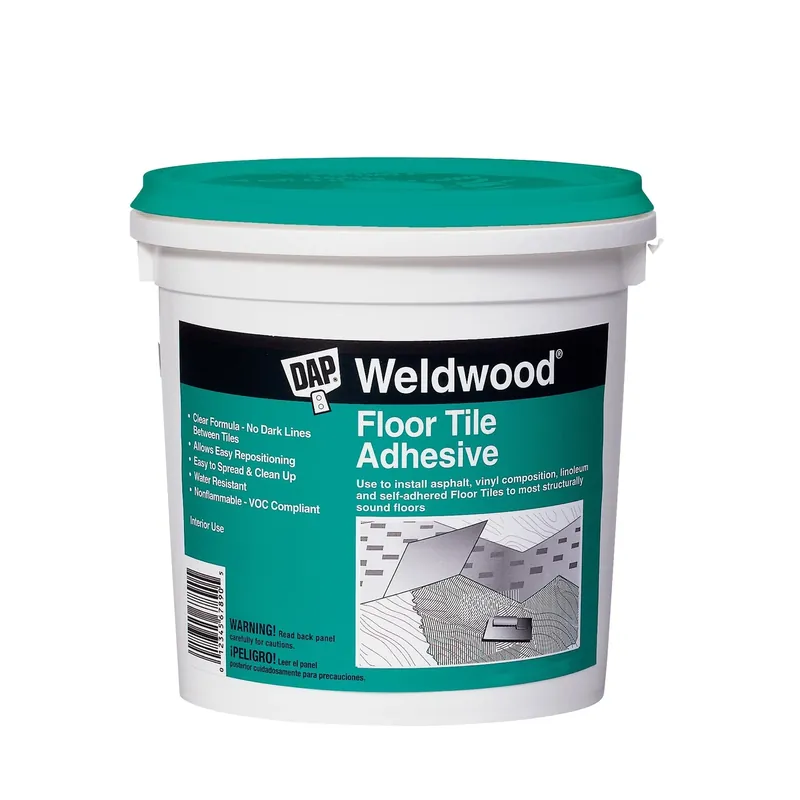 Weldwood 1 Qt. Floor Tile Adhesive - High Tack, Pressure Sensitive, Clear