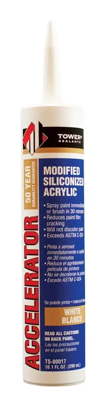 Tower Sealants Accelerator White Modified Siliconized Acrylic Sealant 10.1 Oz