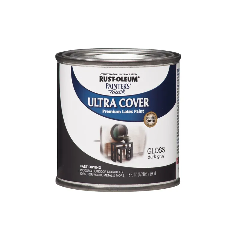 1986730 Dark Gray Ultra Cover Gloss Paint, 0.5 Pt, Water-based, Multi-purpose