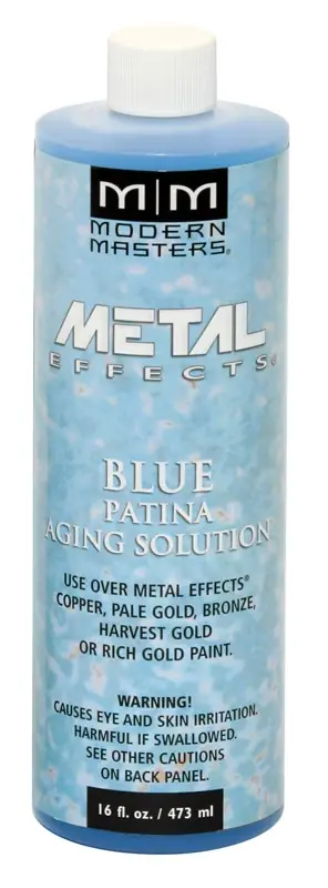 Metal Effects Blue Patina Aging Solution, 16 Oz Bottle