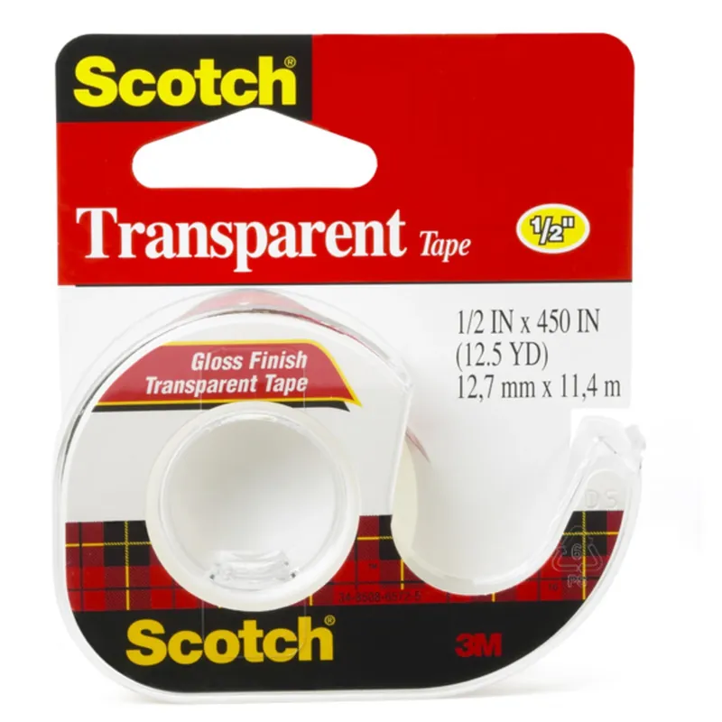 Transparent Tape + Dispenser, 1/2 X 450 In.