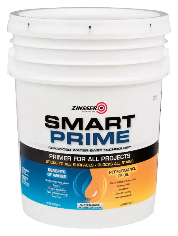 Smart Prime White Water-based Acrylic Stain Blocking Primer 5 Gallon Container