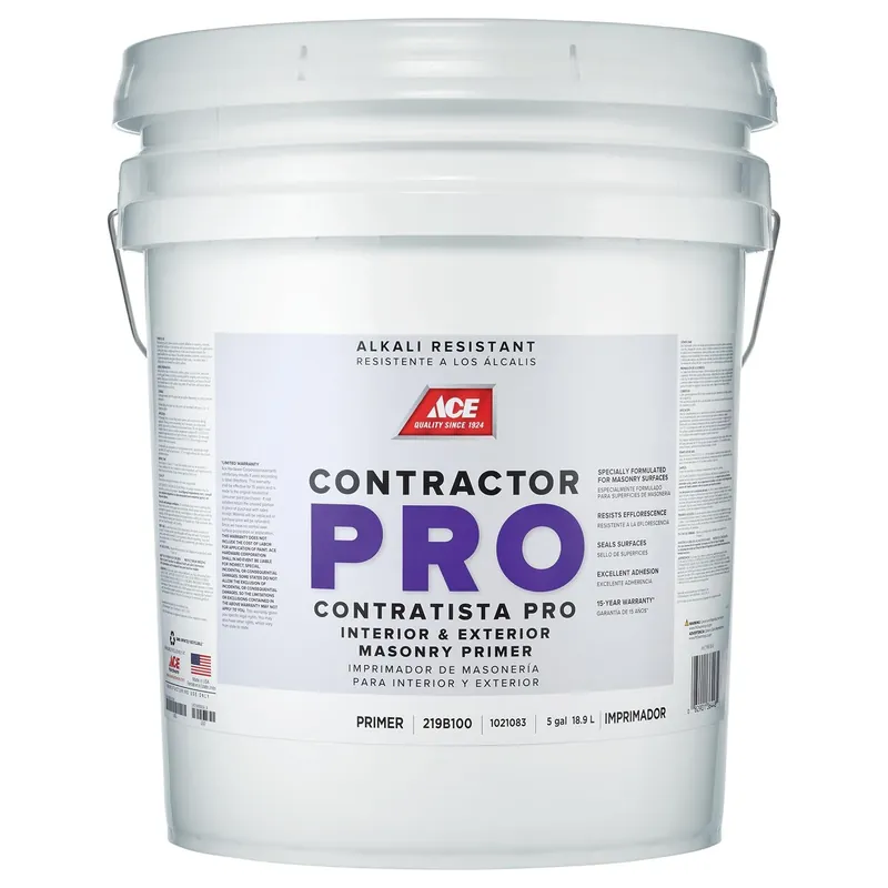 Ace Contractor Pro Primer - Fast-drying White Acrylic Latex Primer 5 Gallon