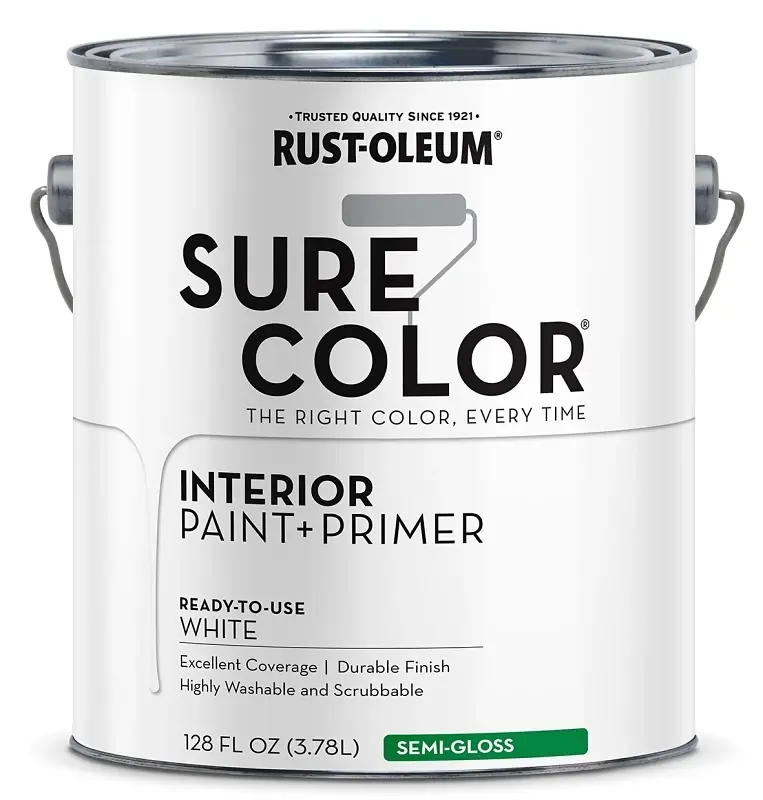 Sure Color Interior Wall Paint & Primer, Semi-Gloss White, 1 Gallon