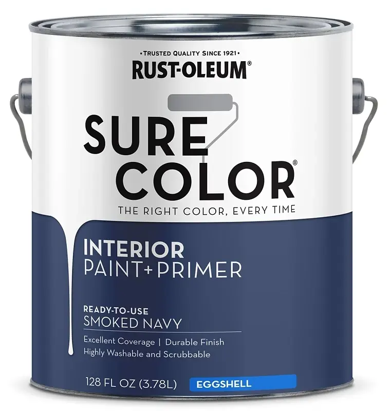 Sure Color Interior Wall Paint & Primer, Eggshell Smoked Navy, 1 Gallon