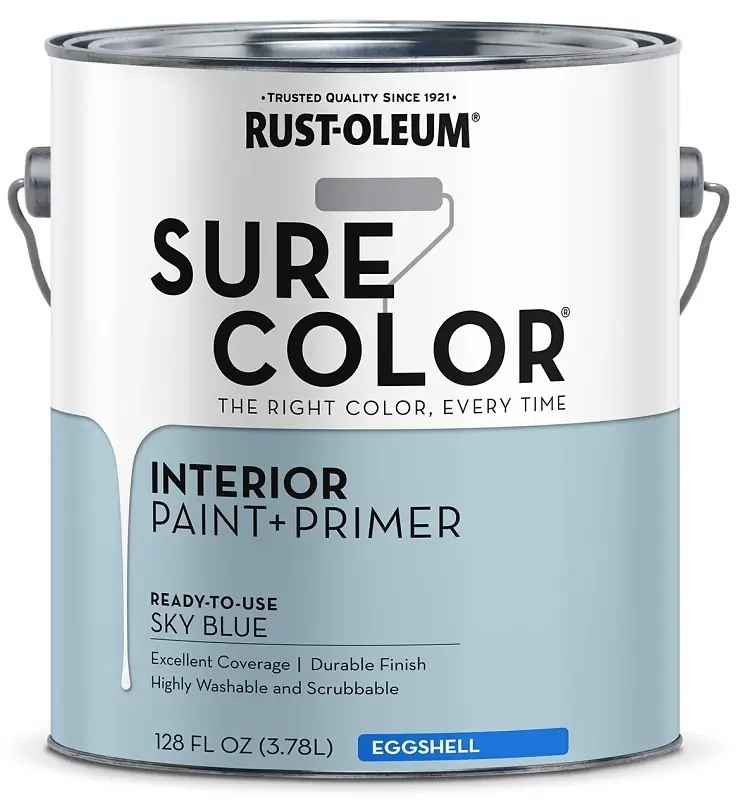 Sure Color Interior Wall Paint & Primer, Eggshell Sky Blue, 1 Gallon