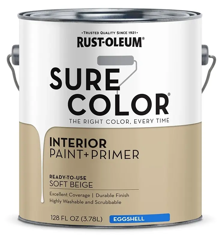 Sure Color Interior Wall Paint & Primer, Eggshell Soft Beige, 1 Gallon