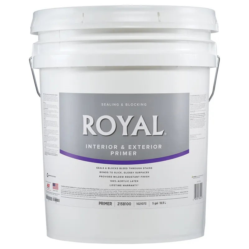 Royal Primer Flat Acrylic Latex Halt Sealing Primer 5 Gallon For Interior And Exterior Use