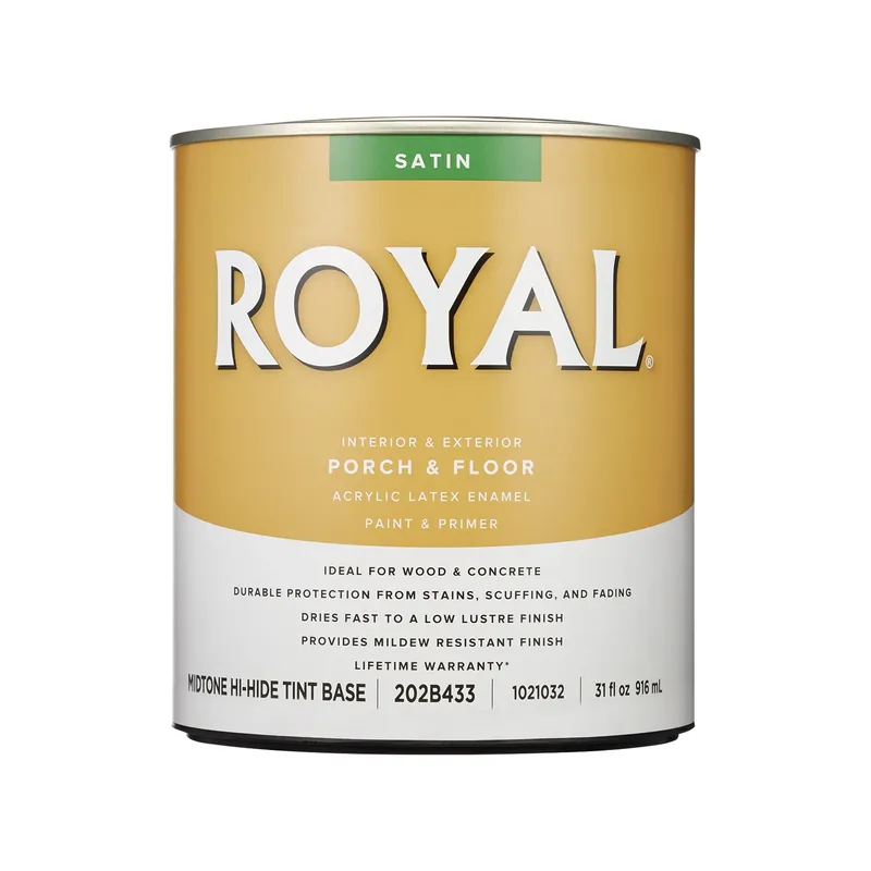 Royal Satin Mid-tone Base Porch & Floor Paint 1 Quart - Durable Low-lustre Enamel