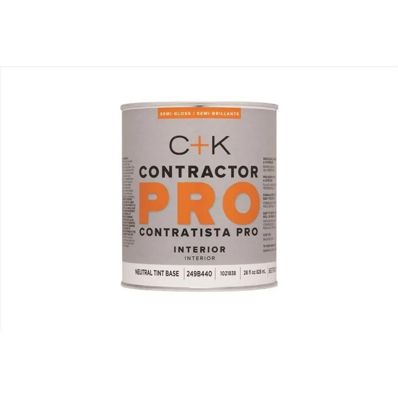 C+K Contractor Pro Semi‑Gloss Interior Tint Base Paint – 1 qt