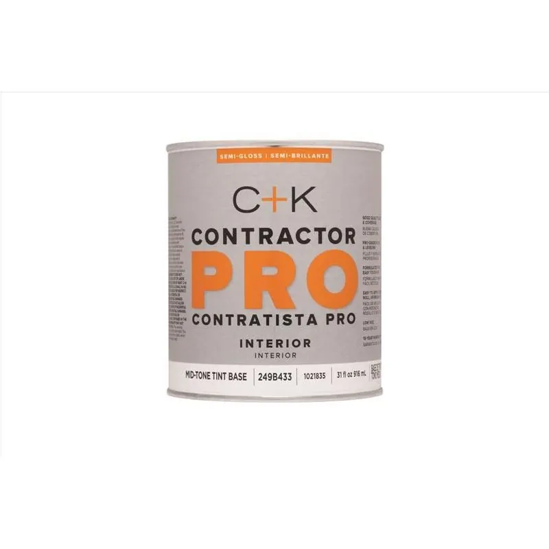 C+K Contractor Pro Interior Semi‑Gloss Mid‑Tone Tint Base Paint – 1 qt