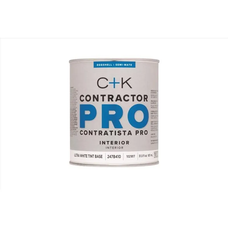 C+K Contractor Pro 1 qt Ultra White Eggshell Interior Base Paint – Low‑VOC, 15‑Year Warranty