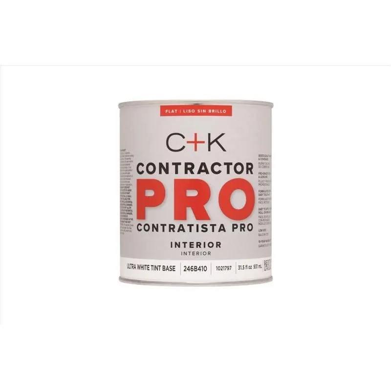 C+K Contractor Pro Ultra‑White Flat Tint Base – 31.5 oz Interior Latex Paint