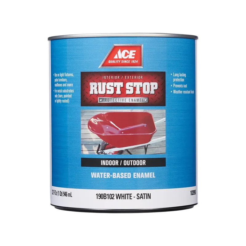 Ace Rust Stop Satin White Water-based Enamel Rust Preventative Paint 1 Quart