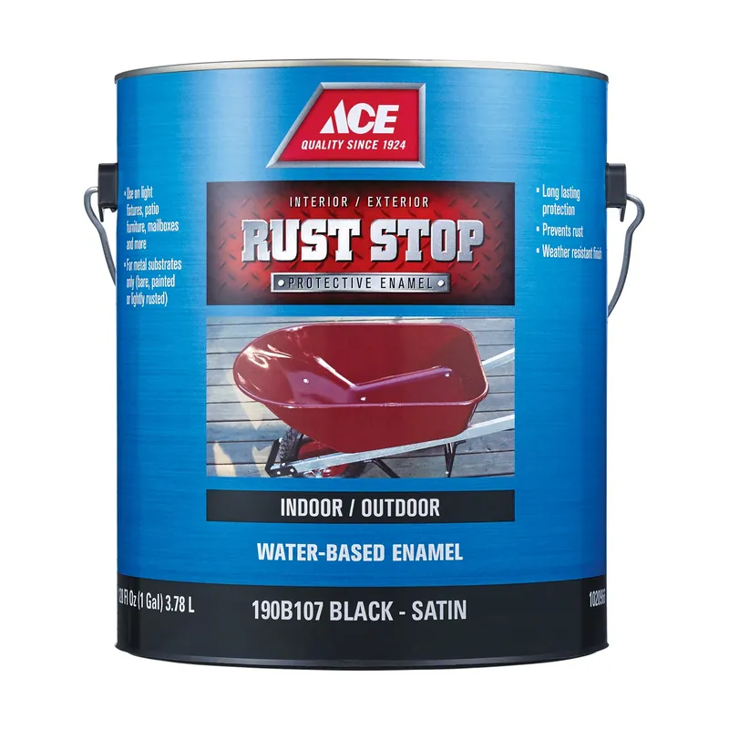 Rust Stop Indoor/outdoor Satin Black Water-based Enamel Rust Preventative Paint 1 Gallon