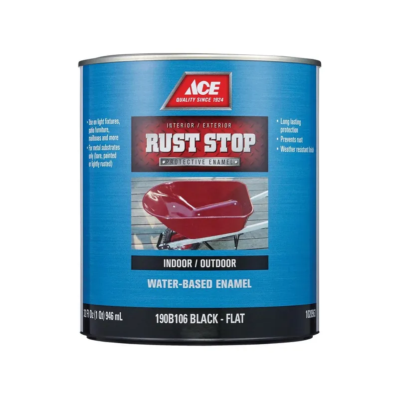 Ace Rust Stop Flat Black Water-based Enamel Rust Preventative Paint 1 Quart