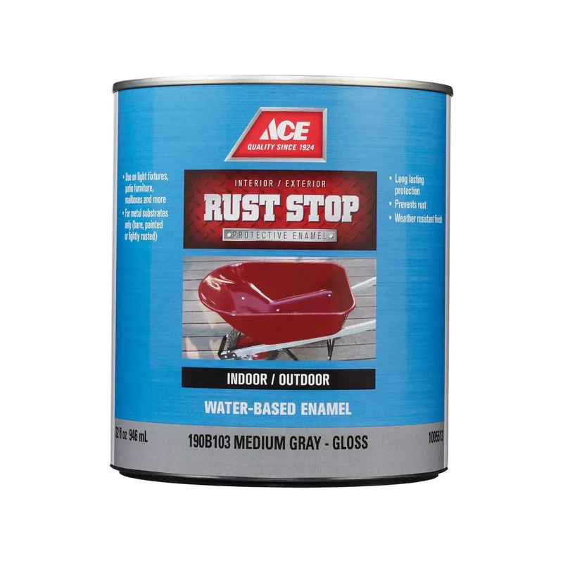 Ace Rust Stop Gloss Medium Gray Acrylic Enamel Rust Preventative Paint 1 Quart