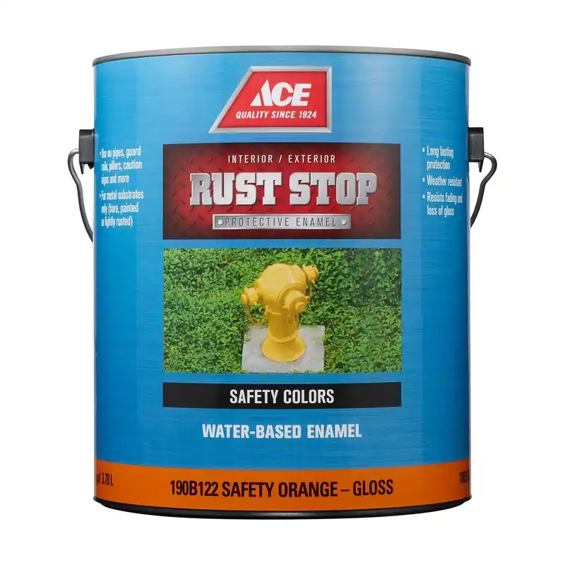 Ace Rust Stop Gloss Safety Orange Acrylic Enamel Rust Preventative Paint 1 Gallon