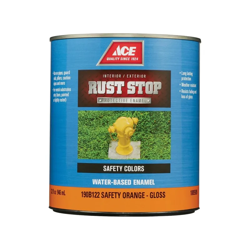 Ace Rust Stop Gloss Safety Orange Acrylic Enamel Rust Preventative Paint 1 Quart