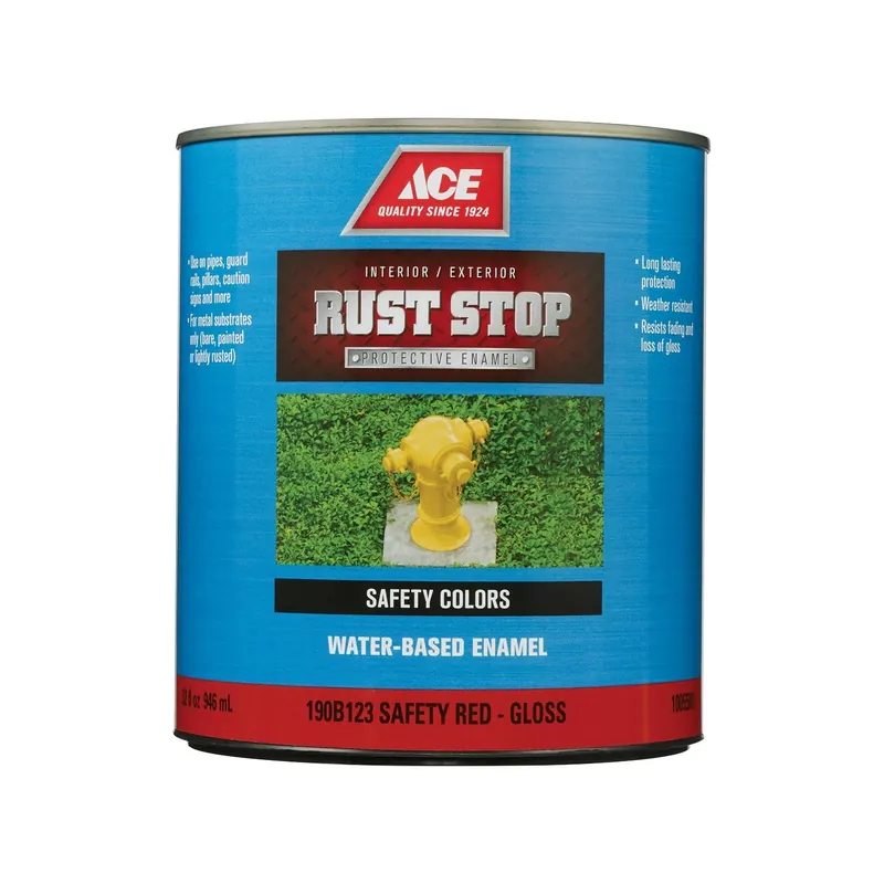 Ace Rust Stop Gloss Safety Red Acrylic Enamel Rust Preventative Paint 1 Quart