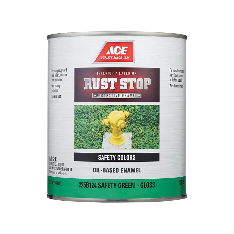 Ace Rust Stop Indoor/outdoor Gloss Safety Green Oil-based Enamel Paint 1 Quart