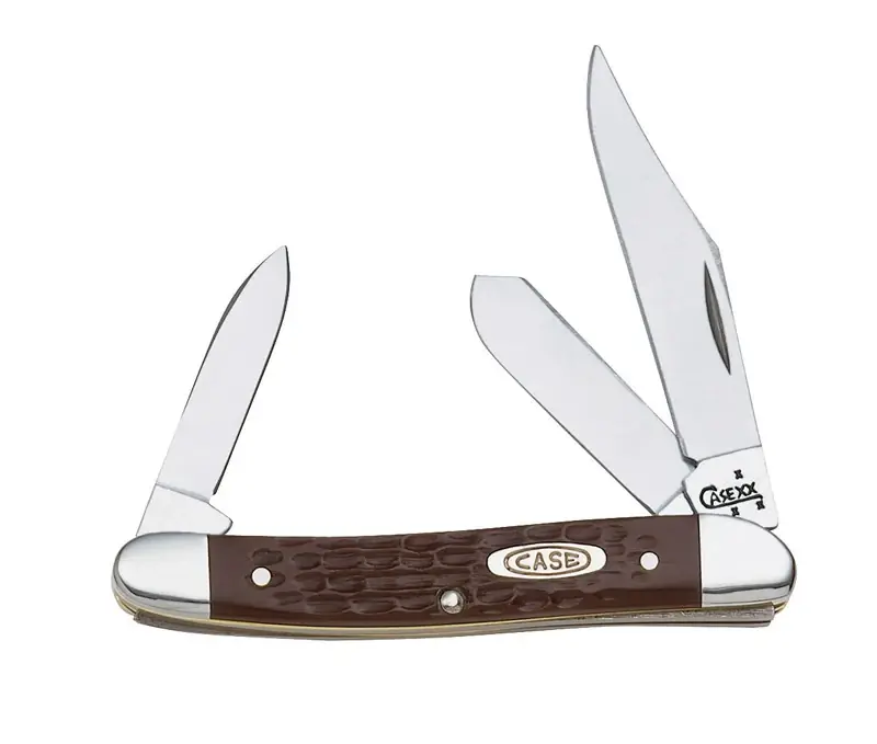 Stockman Pocket Knife, Stainless Steel/Brown, 3-3/8-In. Closed