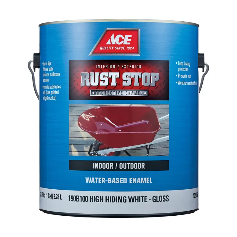Rust Stop Indoor/outdoor Gloss High-hiding White Water-based Enamel Rust Preventative Paint