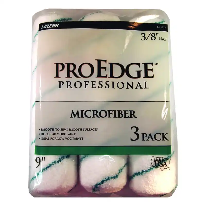 Linzer ProEdge Microfiber 9 In. W X 3/8 In. Paint Roller Cover 3 Pk