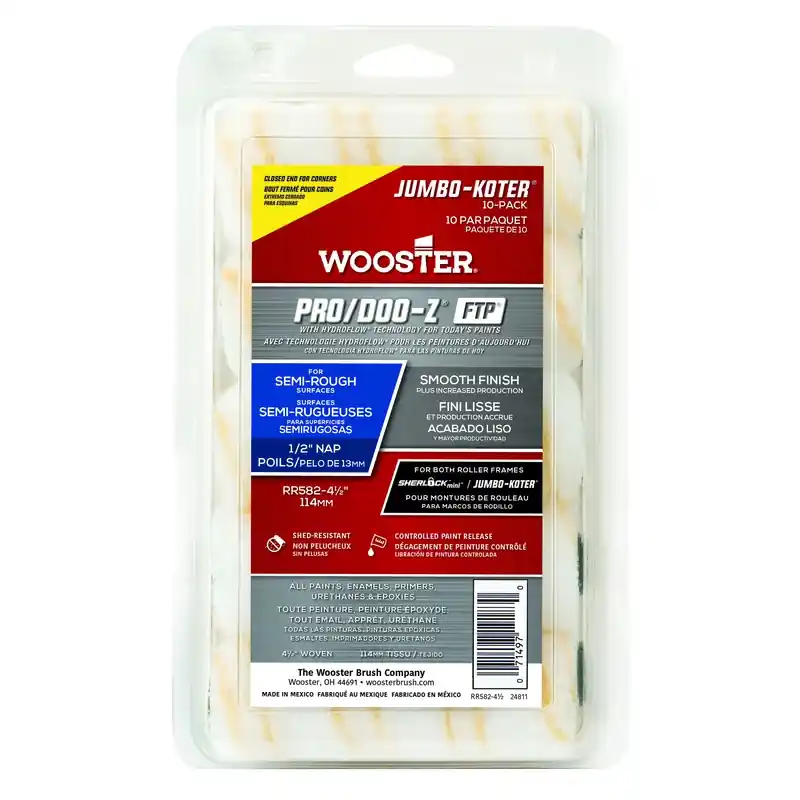 Wooster Pro/Doo-Z Fabric 4.5 In. W X 1/2 In. Jumbo Paint Roller Cover 10 Pk