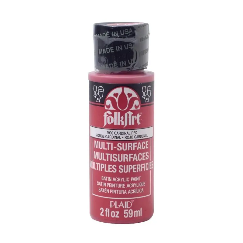 Folkart Satin Cardinal Red Multi-surface Hobby Paint 2 Oz - Versatile Crafting Solution