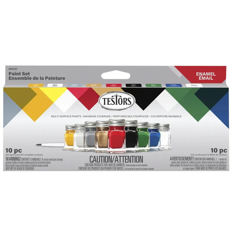 Craft Multi-surface Enamel Paint Set With 9 Bottles - Gloss & Metallic Colors
