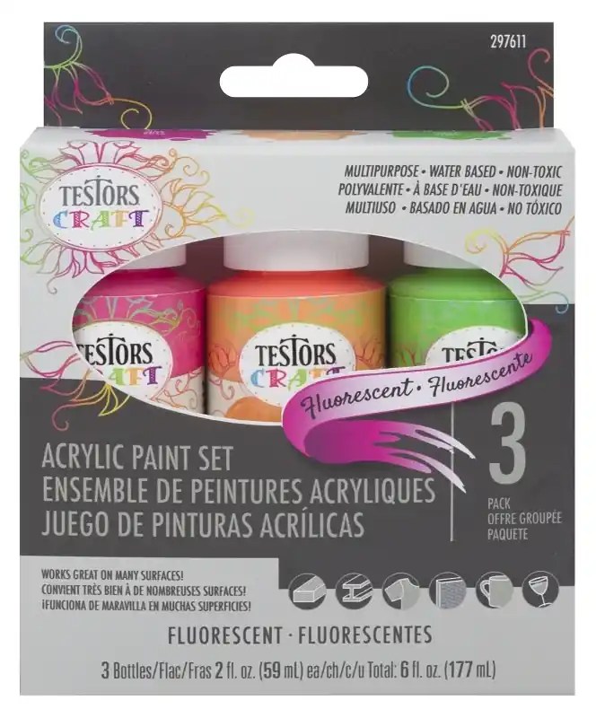 Testors Fluorescent Assorted Craft Paint Interior 6 Oz