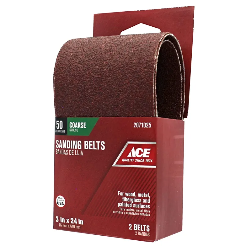 24 In. L X 3 In. W Aluminum Oxide Sanding Belt 50 Grit Coarse 2 Piece Set
