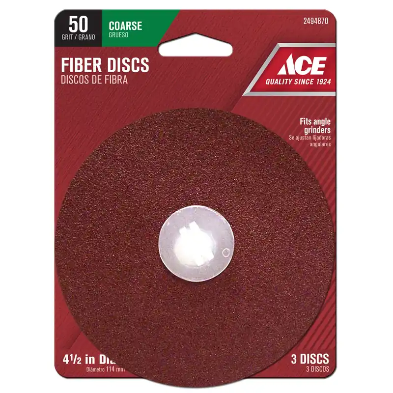 Ace 4.5 In. Aluminum Oxide Center Mount Fiber Disc 50 Grit Coarse 3 Pk