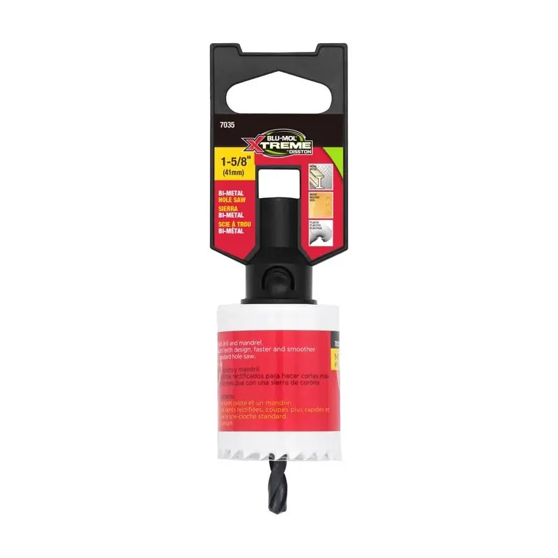 Blu-Mol Xtreme 1-5/8 In. Bi-Metal 1/4 In. D Hole Saw Arbor Included