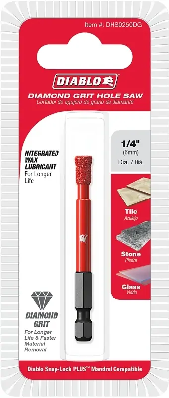 Diablo 1/4 In. Diamond Grit 5.52 In. L X 1/4 In. D Hole Saw