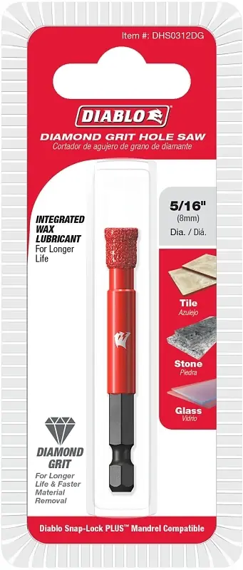 Diablo 5/16 In. Diamond Grit 5.52 In. L X 1/4 In. D Hole Saw