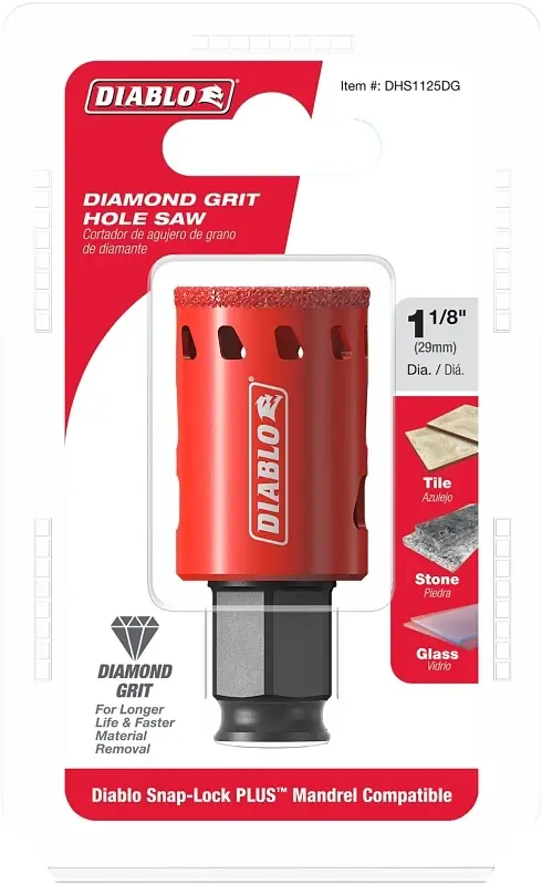 Diablo 1-1/8 In. Diamond Grit 5.52 In. L X 1/4 In. D Hole Saw