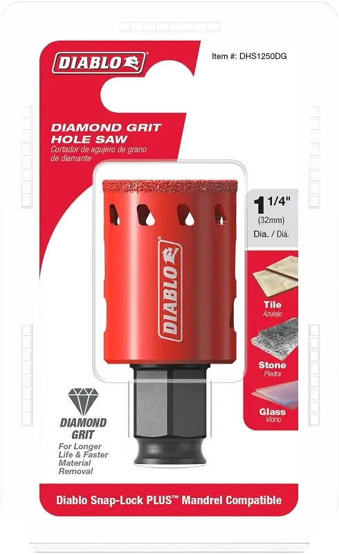 Diablo 1-1/4 In. Diamond Grit 5.52 In. L X 1/4 In. D Hole Saw