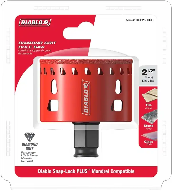 Diablo 2-1/2 In. Diamond Grit 5.52 In. L X 1/4 In. D Hole Saw