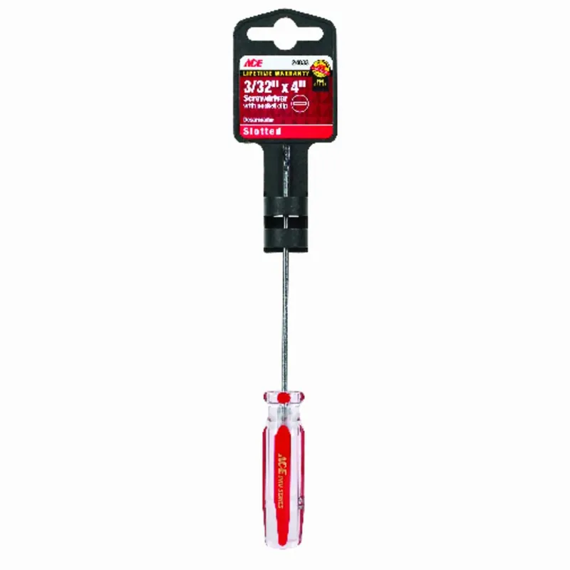4 In. Slotted Pocket Clip Screwdriver 3/32 In. Steel Red