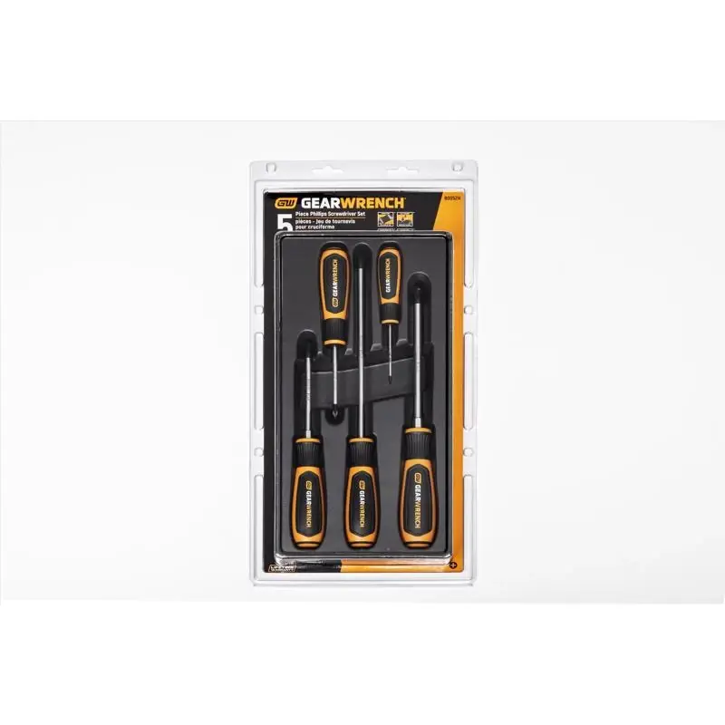 Gearwrench Phillips Screwdriver Set 5 Piece Alloy Steel Cushion Grip