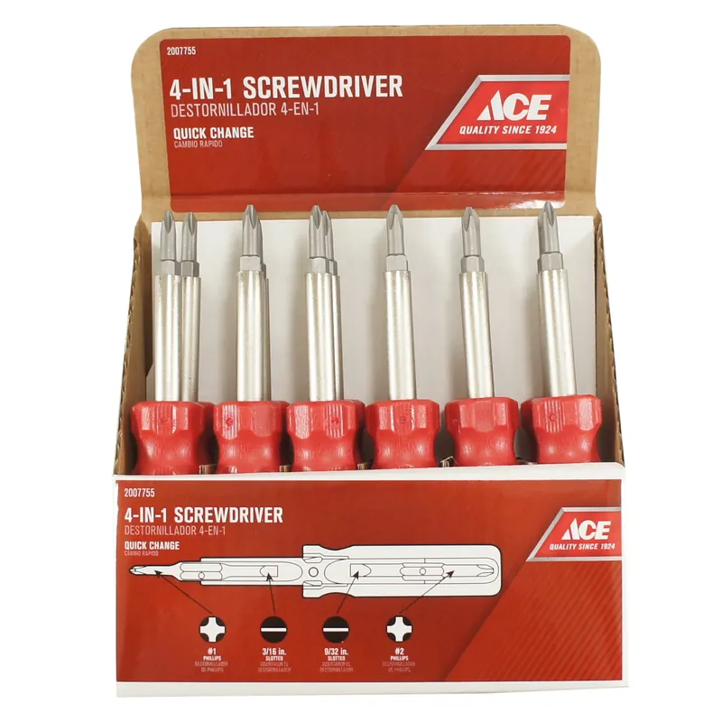 Ace 1/4 In. X 6 In. L Phillips/Slotted 4-in-1 Screwdriver/Nut Driver 12 Pc.