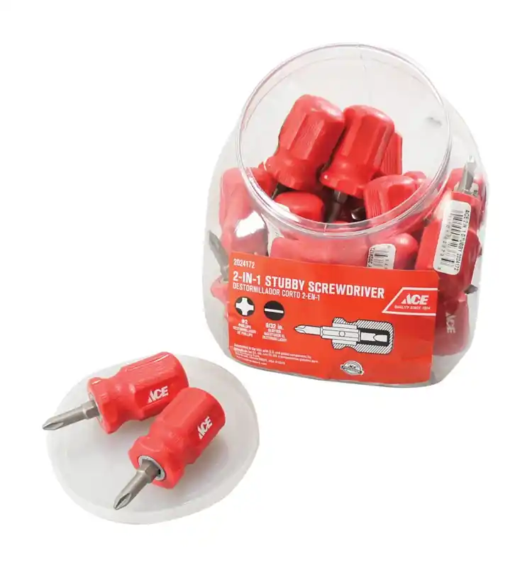 1/4 In. X 1 In. L Phillips/slotted 2-in-1 Stubby Screwdriver