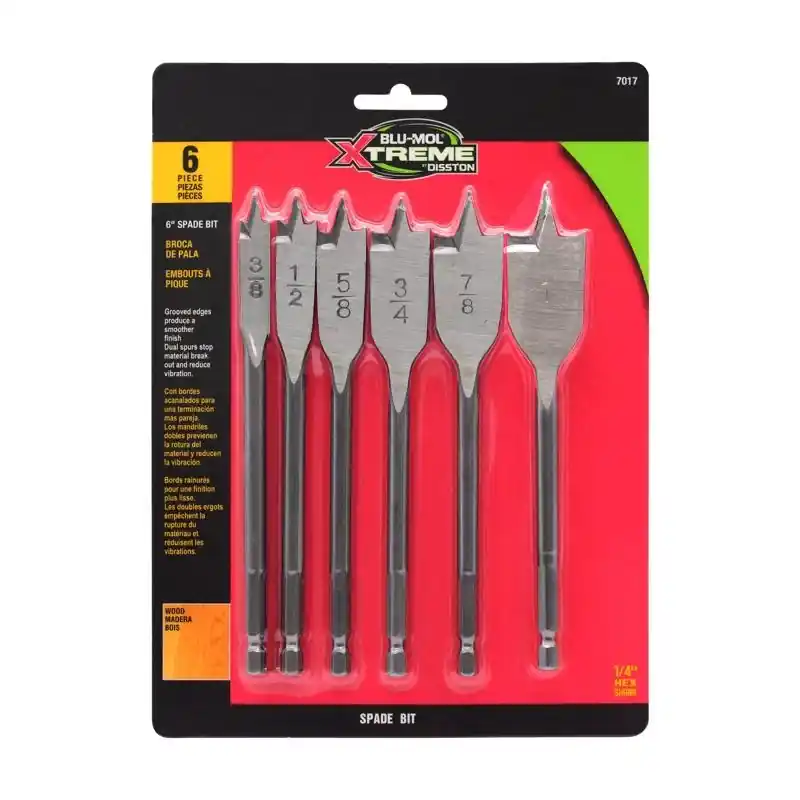 6 In. L Carbon Steel Spade Bit Set With Hex Shank - 6 Pieces
