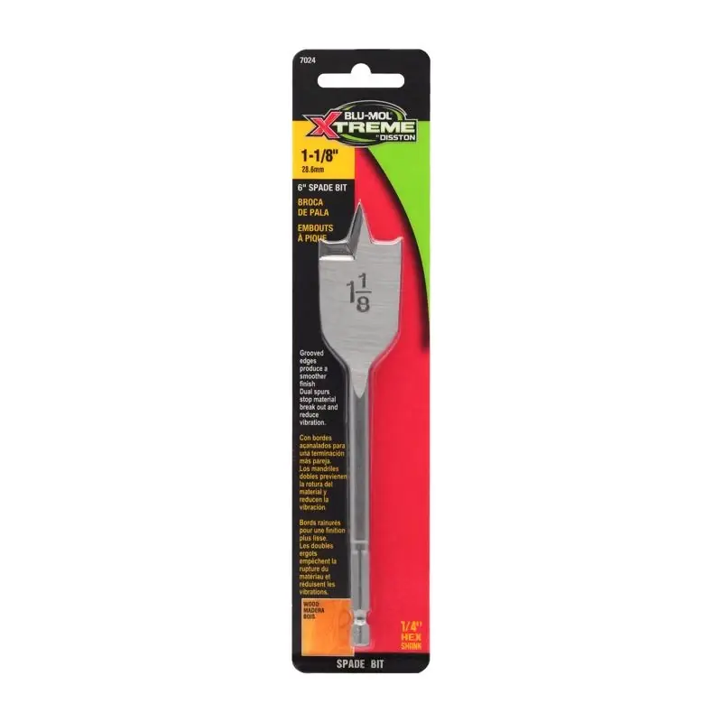 Blu-Mol Xtreme 1-1/8 In. X 6 In. L Carbon Steel Spade Bit Hex Shank 1 Pk