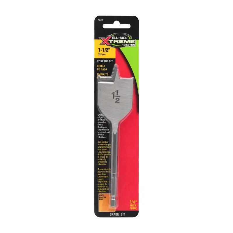 Blu-Mol Xtreme 1-1/2 In. X 6 In. L Carbon Steel Spade Bit Hex Shank 1 Pk